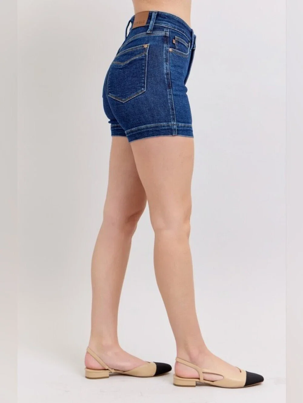 Judy Blue HR Dark Wash Tummy Control Denim Shorts Envelope Pocket Various NEW